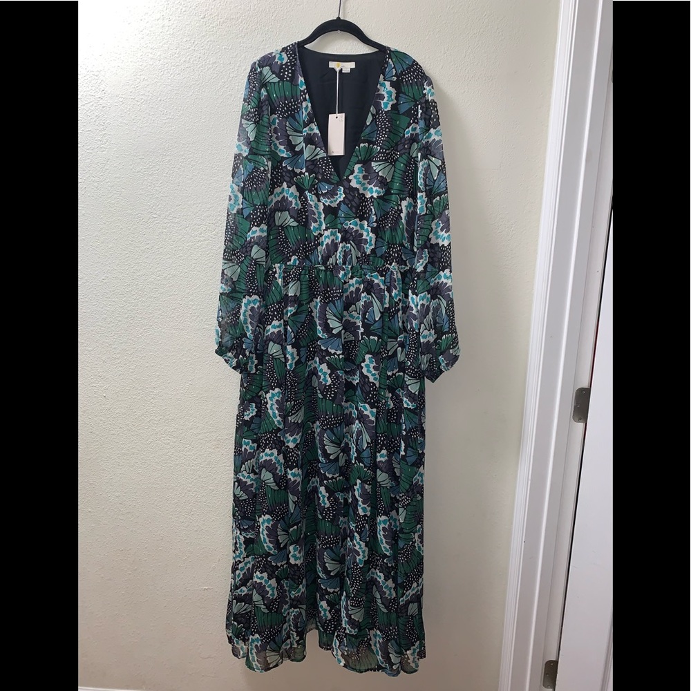 Boden Long Floral Maxi Dress in Green and Teal - Picture 5 of 9